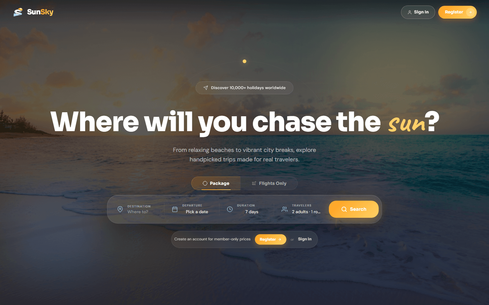 SUNSKY — holidaybooking.be screenshot